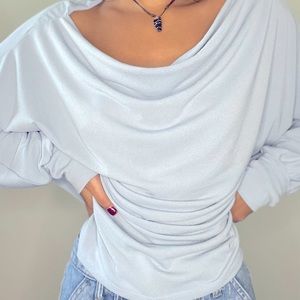 Baby blue droopy long sleeve top